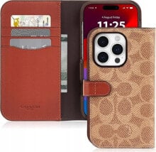 Coach Coach Folio Signature C Case - Etui 2w1 z klapką iPhone 15 Pro (Tan)