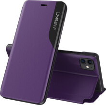 Hurtel Eco Leather View Case elegancki futerał etui z klapką i funkcją podstawki iPhone 13 Pro Max fioletowy