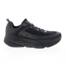 Hoka Bondi 6 1019269-BBLC Mens Black Canvas Lace Up Athletic Running Shoes