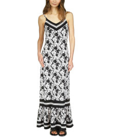 Michael Kors women's Printed Ruffle-Hem Maxi Dress