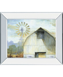 Classy Art barn Country by White Ladder Mirror Framed Print Wall Art, 22