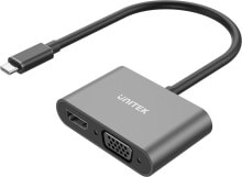 Купить компьютерные разъемы и переходники Unitek: Stacja/replikator Unitek USB-C na HDMI 4K i VGA FullHD (V1168A)