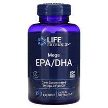 Рыбий жир и Омега 3, 6, 9 лайф Экстэншн, Mega EPA/DHA, 120 капсул