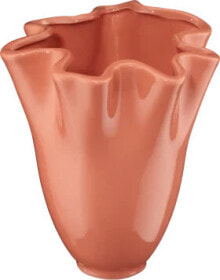 Vase aus Keramik, Wellenrand, terrakotta/matt (16,8x16,8x17,9 cm), 1 St