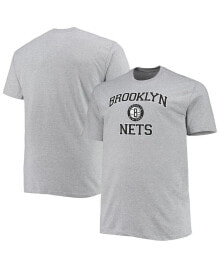 Купить мужские футболки и майки Profile: Men's Heathered Gray Brooklyn Nets Big and Tall Heart and Soul T-shirt