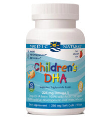Рыбий жир и Омега 3, 6, 9 Nordic Naturals Children's DHA Омега-3 из дикой арктической трески для здорового когнитивного развития и иммунной функции 250 мг 90 гелевых капсул