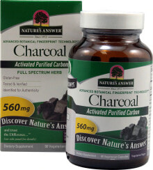 Витамины и БАДы для пищеварительной системы nature's Answer Charcoal Древесный уголь 560 мг 90 вегетарианских капсулы