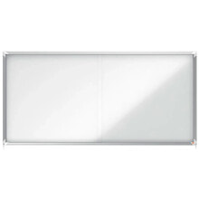 NOBO Premium Plus 27xA4 Sheets Magnetic White Surface Interior Display Case With Sliding Door