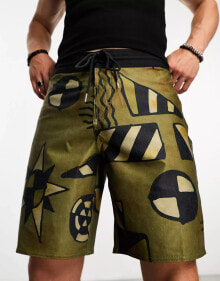 Купить мужские шорты Volcom: Volcom co-ord shorts with geo print in brown