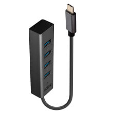 Lindy 4 Port USB 3.2 Type C Hub - USB 3.2 Gen 1 (3.1 Gen 1) Type-C - USB 3.2 Gen 1 (3.1 Gen 1) Type-A - 5000 Mbit/s - Grey - Aluminium - Plastic - 0.3 m купить в аутлете