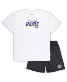 Купить мужские футболки и майки Concepts Sport: Men's White, Charcoal Los Angeles Rams Big and Tall T-shirt and Shorts Set