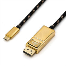 ROLINE 11.04.5849 кабельный разъем/переходник USB Type C DisplayPort Черный, Золото