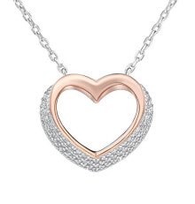 Ювелирные колье silver bicolor necklace Heart with zircons LPS0243R