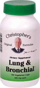 Витамины и БАДы для дыхательной системы Christopher's Lung & Bronchial Комплекс на основе синергетической смеси трав для дыхательной системы 425 мг 100 вегетарианских капсул