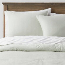 Full/Queen Washed Cotton Sateen Comforter & Sham Set Sage - Threshold