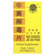 Растительные экстракты и настойки tong Ren Tang, Ню Хуан Цзе Ду Пянь, поддерживает здоровье внутреннего уха, полости рта, зубов и горла, 100 таблеток