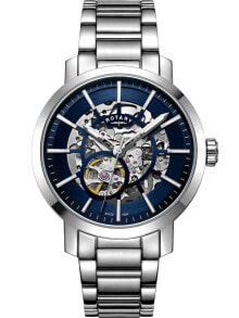Мужские наручные часы с серебряным браслетом Rotary GB06350/05 Greenwich automatic mens 42mm 5ATM