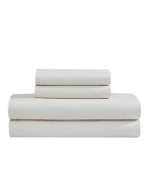 Calvin Klein naturals Solid Cotton Tencel 4 Piece Sheet Set, Queen