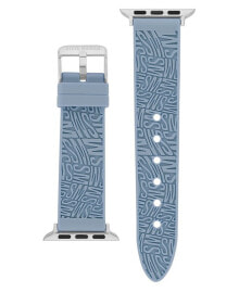 Women's Light Blue Swirl Logo Silicone Strap Compatible with 38, 40, 41mm Apple Watch