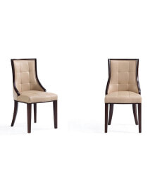 Manhattan Comfort fifth Avenue 2-Piece Beech Wood Faux Leather Upholstered Dining Chair Set
