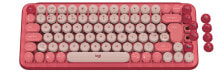 Клавиатуры Logitech POP Keys Wireless Mechanical Keyboard With Emoji Keys клавиатура РЧ беспроводной + Bluetooth QWERTZ Немецкий Бургундский, Розовый, Розовый 920-010721