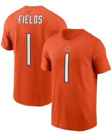 Nike men's Justin Fields Orange Chicago Bears 2021 NFL Draft First Round Pick Player Name and Number T-shirt