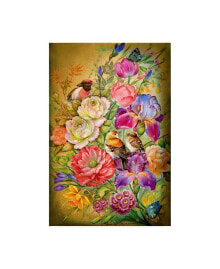 Trademark Global tania Fedorova Birds Perched Over Bouquet Canvas Art - 15.5