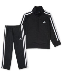 adidas toddler and Little Boys Basic Tricot Jacket and Pants Set, 2 Piece