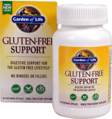 Витамины и БАДы для пищеварительной системы Garden of Life Gluten-Free Support Безглютеновый пищеварительный комплекс с ферментами и пробиотиками 6 млрд КОЕ 90 вегетарианских капсулы