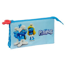 SAFTA Triple Los Pitufos Pencil Case