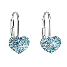 Ювелирные серьги heart earrings with crystals 31125.3 aquamarine