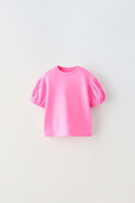 Embroidered puff sleeve t-shirt