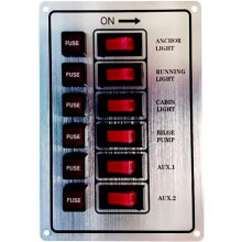 GOLDENSHIP 15A 12V 6 Switches Aluminium Panel With Fuse Holders