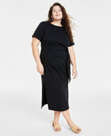 On 34th plus Size Side-Tie Knit Midi Dress, Created for Macy's