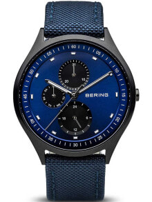 Мужские наручные часы с ремешком Мужские наручные часы с синим текстильным ремешком Bering 11741-827 titanium mens watch 41mm 5ATM