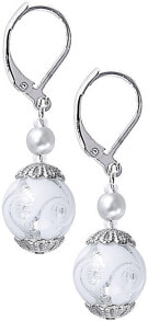 Женские серьги элегантные серьги White Romance с чистым серебром и жемчугом Lampglas EV1