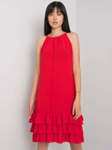 Женское платье с юбкой рюшами Factory Price красный