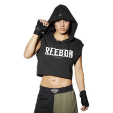 Топы Женская укороченная футболка спортивная с капюшоном Reebok Tlaf Sleeveless Hoody