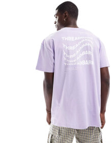 Купить мужские футболки и майки Threadbare: Threadbare – Oversize-T-Shirt in Lavendel mit Logo und Rückenprint