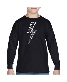 LA Pop Art boys Word Art Long Sleeve T-shirt - Lightning Bolt