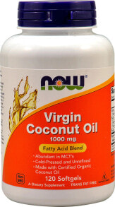 Рыбий жир и Омега 3, 6, 9 nOW Virgin Coconut Oil Кокосовое масло первого отжима 1000 мг 120 гелевых капсул