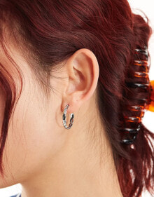 Купить женские ювелирные украшения LOST SOULS: Lost Souls stainless steel braided hoop earrings in silver