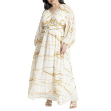 ELOQUII plus Size Chiffon Balloon Sleeve Maxi Dress