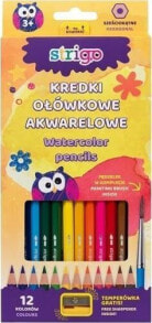 Цветные карандаши для рисования для детей strigo Kredki ołówkowe akwarelowe 12 kolorów STRIGO