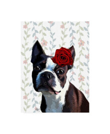 Trademark Global fab Funky Boston Terrier with Rose on Head Canvas Art - 19.5