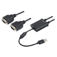 LogiLink AU0031 кабельный разъем/переходник USB 2.0 2xRS-232 Черный