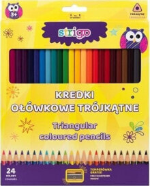 Цветные карандаши для рисования для детей strigo Kredki ołówkowe trójkątne 24 kolory STRIGO