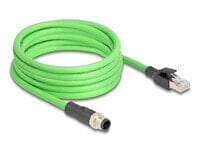 Delock M12 Kabel D-kodiert 4 Pin Stecker zu RJ45 PUR TPU 1 m - Cable - Network