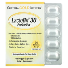 Пребиотики и пробиотики california Gold Nutrition, LactoBif, пробиотики, 30 млрд КОЕ, 60 вегетарианских капсул