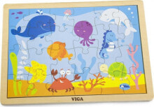 Деревянные пазлы для детей пазл в рамке Viga, 24 детали подводный мир 50200